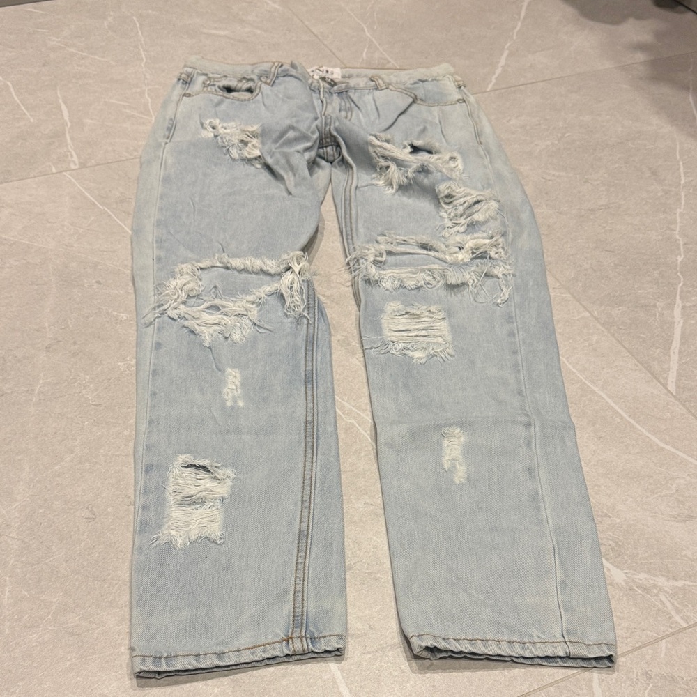 One Teaspoon Light Blue Distressed Skinny Jeans